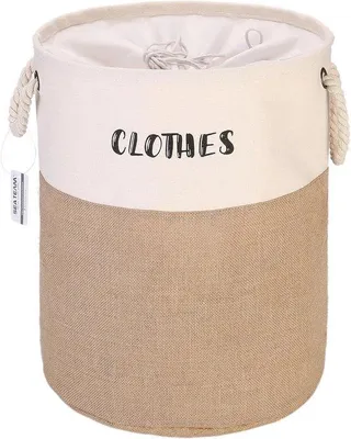 Image de Panier à linge pliable en jute, léger, 46,8 litres