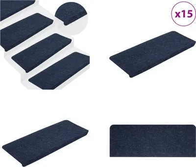 Productafbeelding van vidaXL Antislip trapmatten, zelfklevend, 15 stuks, 65x24,5x3,5 cm, blauw - Trapmat - Trapmatten - Trapbekleding - Trapdecoratie