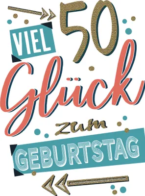 Produktbild von 50. Geburtstag  Karte mit Briefumschlag Viel Glück, Pfeile