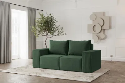 Produktbild von Sofa Designersofa ESTELLE 2-Sitzer in Stoff Poso Grün