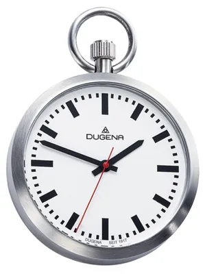Obrázok produktu pre Pánske vreckové hodinky DUGENA 4288025-1 Lepine, quartz, biely ciferník, puzdro z nehrdzavejúcej ocele, minerálne sklíčko, retiazka súčasťou balenia