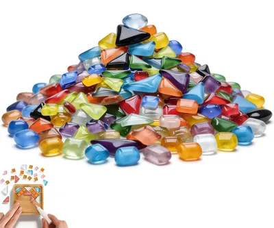 Mosaikfliesen 1 kg, gemischte Farben, unregelmäßig, Glas, DIY