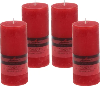 Produktbild von 4er Set Adventskranzkerzen "Raureif" Rubin Rot 150/68 mm