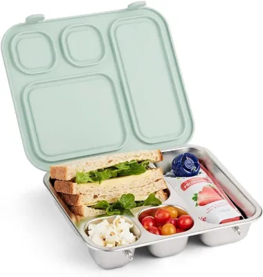 Immagine prodotto di Contenitore per il pranzo Bento in acciaio inossidabile per bambini, a prova di perdite e con 4 scomparti