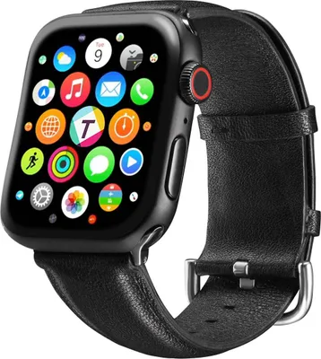 Image de Bracelet en cuir 38/40mm pour Apple Watch Series 1 / 2 / 3 / 4 / 5 / 6 / 7 / SE Bracelet de remplacement, Noir