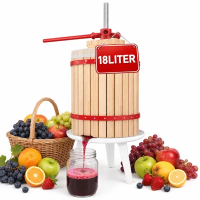 Productafbeelding van NAIZY 18 liter fruit- en sap pers, eenvoudige handmatige pers, inclusief persdoek, geschikt voor beginners, gezinnen en tuinieren