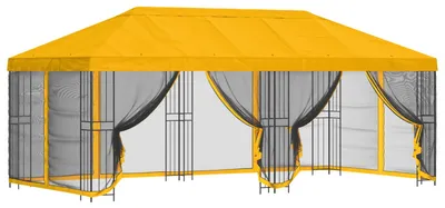 Produktbild von vidaXL Pavillon mit Seitenwänden 6 x 3 m Gelb Polyester und Stahl 190