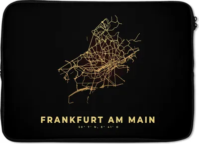 Produktbild von MuchoWow® Laptop Hülle 13 Zoll Karte - Gold - Frankfurt - Stadtplan - Karte Laptoptasche - Laptophülle - Sleeve - Rundumschutz