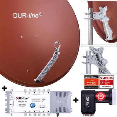 Produktbild von DUR-line Select 85/90cm Komplettanlage 1xSAT/12TN rot