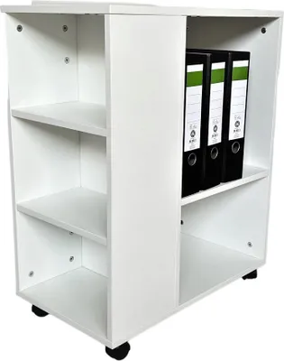 Produktbild von Druckertisch Büro Rollen Druckerständer Organizer Rollschrank LEON weiß