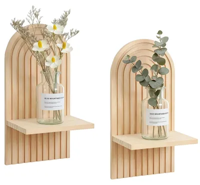 Zdjęcie produktu dla Boho drewniana półka ścienna do roślin i dekoracji