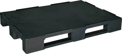Produktbild von Euro-Palette 1200 x 800 x 150 mm, 100% PE/RE-Kunststoff, geschlossene Deckfläche, Sicherungsrand, 3 Kufen, schwarz