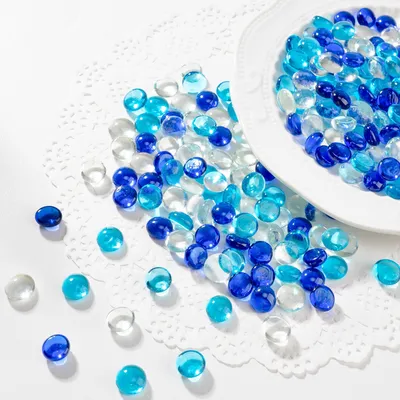 Dekorative Glassteine, 13-15 mm, 440 g, gemischtes Blau, für Vasen