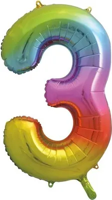 Produktbild von Folienballon Zahl 3 bunt regenbogen