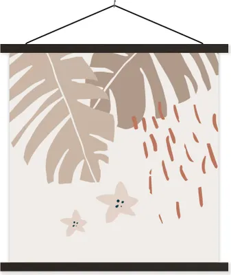 Produktbild von MuchoWow® Textilposter Sommer - Stern - Blatt 120x120 cm mit schwarzem Rahmen - Aufhängungsset