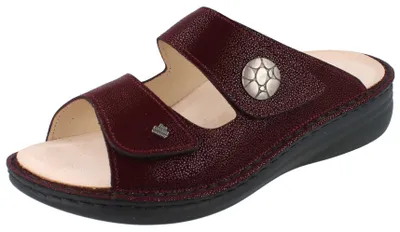 Produktbild von FINN COMFORT Mellow Moorea Damen Pantolette dunkelrot bedrucktes Nubukleder - Größe: 39