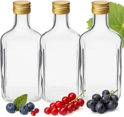 Produktbild von 3 × Glasflasche 500 ml – Schraubverschluss, klar, für Spirituosen, Likör, Schnaps, Öl, Sirup, Geschenkflasche, Vorratsflasche, Flachmann