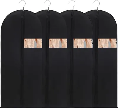 Produktbild von Kleidersack, Mottenfeste Kleidersäcke 120 x 60 cm 4er Set, Kleiderhülle mit Reißverschluss Griffen, Atmungsaktive, Kleidersäcke für Anzug, Mäntel