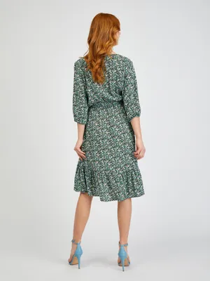 Produktbild von Grünes gemustertes Damenkleid mit Krawatte ORSAY - M