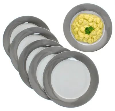 Produktbild von 6er Set Variant Grau Speiseteller Ø27cm bunte große Ess-Teller 6 Personen