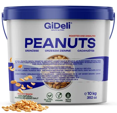 Image de Arachides 10 kg, grillées, non salées, sans huile, naturelles, collation, source de protéines, GiDeli