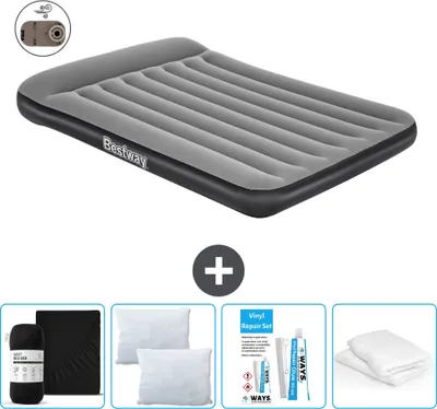 Produktbild von Bestway Luftmatratze - Französisches Bett - 137 x 191 x 30 cm - Grau - Inklusive Zubehör