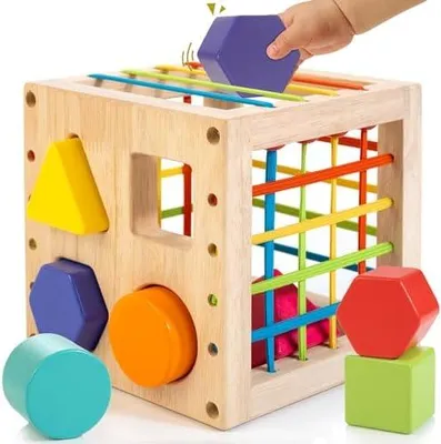 Produktbild von Formsortier-Holzspielzeug ab 1 Jahr, Montessori sensorisches Spielzeug, Babyblöcke, Feinmotorik Sortierspiele für frühes Lernen, Geschenk für Kleinkinder Jungen Mädchen ab 12 Monate