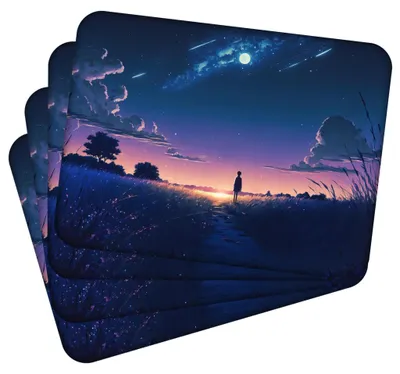 Obrázok produktu pre Sada 4 podtáciek z korku – Anime 1 – 30 x 40 cm – odolné voči teplu a ľahko umývateľné, s korkovou zadnou stranou