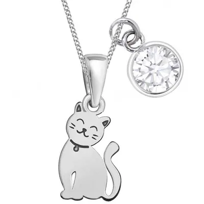 Katze Kinderkette Echtsilber I Kater Kette Geschenk für Tierfreunde I 38cm