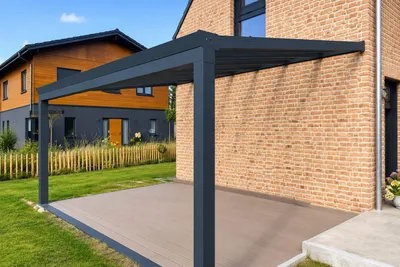 Produktbild von 800 x 250 cm ALU Terrassenüberdachung Premium Weiß mit Giga-Rinne und Glas