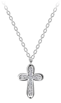 Produktbild von Kreuz Kette: Zirkonia Halskette Silber 925