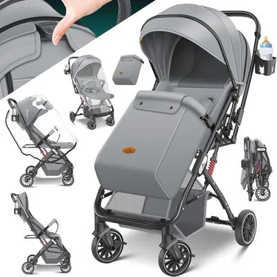 Produktbild von Famanu Kinderbuggy mit 360° Wielen und verstellbarer Rückenlehne - inkl. Fußsack und Regenhaube