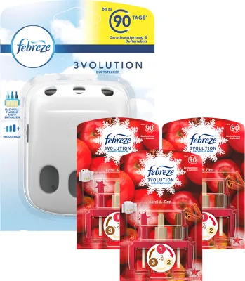 Produktbild von Febreze 3Volution Duftstecker & 3 x Flacon Apfel - Zimt je 20ml