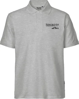 Produktbild von Huuraa Herren Polo Shirt Patentante mit Herz XL Sport Grey Bio Baumwolle Fairtrade Poloshirt Geschenkidee