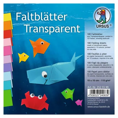 Produktbild von URSUS Faltblätter Transparentpapier mehrfarbig 15x15cm