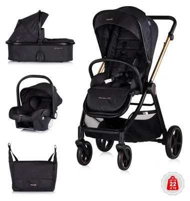 Produktbild von Chipolino Kombikinderwagen 3 in1 Marbella Fußabdeckung Einlage i-Size Babyschale schwarz