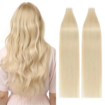Produktbild von Tape Extensions Echthaar Blond 40 Stück 50 cm 100 g Lichtblond