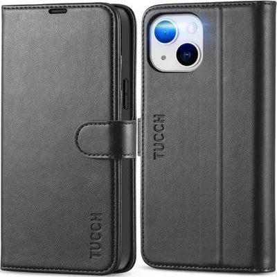 Productafbeelding van TUCCH Portemonnee Hoes voor iPhone 13 (6,1"), Zwart