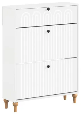 Image de vidaXL Armoire à chaussures ALKMAAR, 78 x 24 x 103 cm, panneau de fibres de bois, blanc
