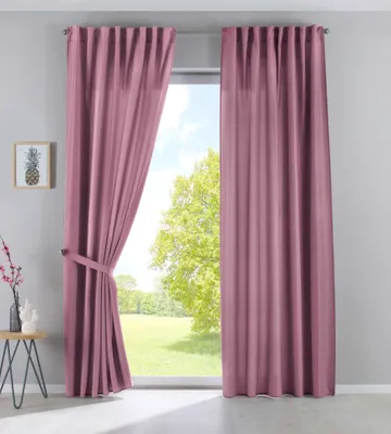 Produktbild von 2er Set Vorhänge Verdeckte Schlaufen Cationic »JENA« HxB 145x140 cm Altrosa Blickdicht Leinen Optik Gardinen Meliert Gardinenband mit Raffhalter , 2019037-2