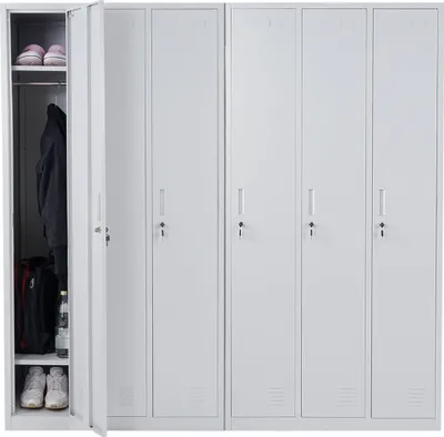 Produktbild von Schließfach Boston T829, Spind Wertfachschrank Schließfachschrank, Metall 6 Fächer grau