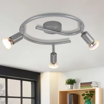 Produktbild von ZMH LED Deckenstrahler Schwenkbar GU10 Glänzendes Silber Deckenlampe Deckenspots 3 Flammig Deckenleuchten Industrial Wohnzimmer Schlafzimmer Küchen Leuchtmittel Enthalten