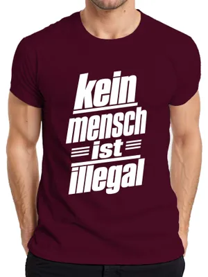 Produktbild von Kein Mensch ist illegal Menschenrechte Statement Sarkasmus Asyl Herren T-Shirt, Burgundy, L