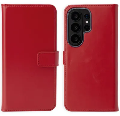 Imagen del producto de Funda de Cuero Auténtico tipo Libro para Samsung Galaxy S26 Ultra - Rojo