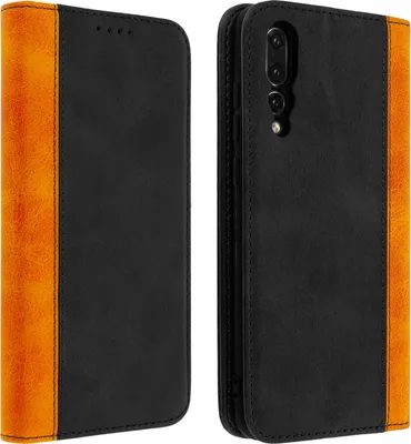 Immagine prodotto di Custodia in ecopelle con slot per schede, custodia con supporto per Huawei P20 Pro - Nero