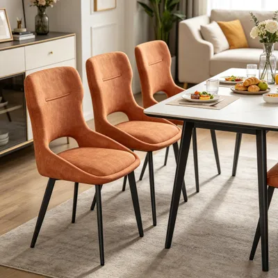 Obrázek produktu pro Polstrovaná židle do šatny, toaletní židle, dekorativní židle, jídelní židli, židle do obývacího pokoje (pouze 4 kusy). Barva: oranžová