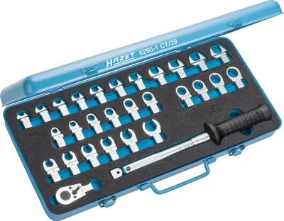 Produktbild von Drehmomentschlüssel Werkzeug-Satz 6290-1CT/29 (blau/schwarz, mit Einsteck-Vierkant 9x12mm, 29-teilig)