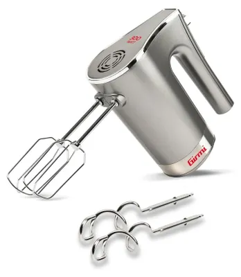 Handmixer 300 W, 5 Stufen, Schneebesen & Knethaken, grau