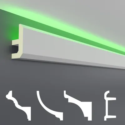 Produktbild von HEXIM LED Stuckleisten Muster - Indirekte Beleuchtung mit Deckenleisten aus PU, leicht & lichtundurchlässig- (20cm LED-13) Zierleisten Zubehör Wand