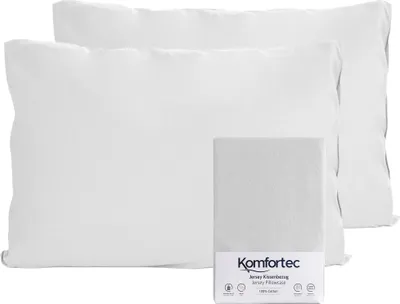 Produktbild von Komfortec 100% Baumwolle Kissenbezüge 2er Set 40x60 cm, Superweicher Premium Jersey Kopfkissenbezug 150 g/m², Kissenhülle, Weiß